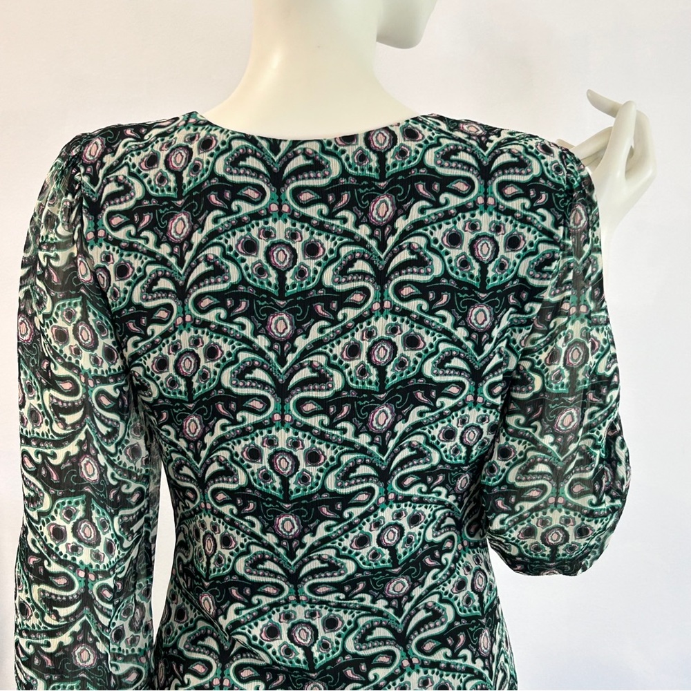 ba&sh Robe Fanny Ruched Front V Neck Viscose Mini Dress - Picture 6 of 16
